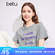 百圖betu女裝春夏新款T恤字母印花短袖減齡圓領T恤女2403T29 灰色 M