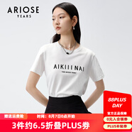 艾諾絲雅詩(shī)商場(chǎng)同款夏季簡(jiǎn)約植絨字母撞色印花純棉百搭T恤20426136 白色 L