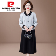 皮爾卡丹（pierre cardin）媽媽秋裝2025新款外套端莊大氣中老年連衣裙女春秋貴夫人兩件套裝 黑色 4XL 【建議135-150斤】