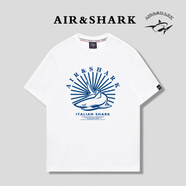 大青鯊 AIR SHARK意大利鯊魚(yú)短袖夏季男歐美潮牌時(shí)尚運(yùn)動(dòng)上衣情侶大碼寬松休閑男裝 白色純棉短袖 AIR太陽(yáng)鯊魚(yú) M 建議 120-140斤