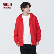無印良品（MUJI）男式 毛圈棉 拉鏈連帽衫 男士男生寬松衛(wèi)衣潮流男裝 紅色 L (175/100A)