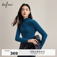 伊芙麗半高領(lǐng)羊毛合體針織打底衫女2024秋裝新款基礎(chǔ)百搭休閑毛衫 深藍(lán) 165/90CM/L
