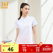 361度運(yùn)動(dòng)翻領(lǐng)t恤2025年春夏季新款休閑透氣短袖情侶POLO衫 【女款】本白 XL