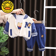 G.DUCKKIDS男童帥氣潮童裝寶寶春裝三件套2024新款嬰兒春秋季兒童衣服1一4歲 MH字母M棒球服三件套藍(lán)色 120 cm 建議4-5歲