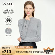 AMII2025秋新款極簡百搭純色通勤風(fēng)半高領(lǐng)開衩袖口修身套頭毛衣女 清雅灰 155/80A/S