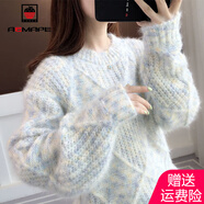 AEMAPE 針織衫女2025春秋季新款時(shí)尚百搭圓領(lǐng)毛衣韓版寬松上衣 MX-7246_花黃色 XL