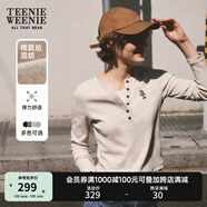 Teenie Weenie小熊長(zhǎng)袖T恤女春夏設(shè)計(jì)款小熊刺繡外穿打底衫上衣女 B-燕麥色 XS