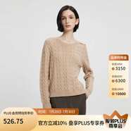 PRICH【羊絨+羊毛】氣質(zhì)絞花針織衫2024冬季新款長袖保暖毛衣女 11駝色 XS 155
