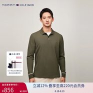 Tommy Hilfiger【透氣舒適】春夏季男裝彈力珠地網(wǎng)眼撞色門(mén)襟長(cháng)袖T恤POLO衫33138