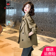 AEMAPE 氣質(zhì)短款風(fēng)衣女2025春秋冬裝新款時(shí)尚短外套女長(zhǎng)袖上衣寬松 深咖色 XL