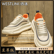 西遇（Westlink）男鞋2025新款夏季百搭透氣運(yùn)動(dòng)板鞋男士防滑低幫厚底增高休閑潮鞋 白藍(lán)【至尊款】 單層 39 （標(biāo)準(zhǔn)運(yùn)動(dòng)鞋尺碼）