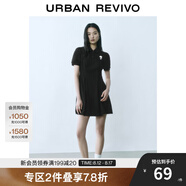 UR2025春季新款女裝立體花朵收腰Polo領(lǐng)短袖連衣裙UYY750054 正黑 S