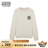 Teenie Weenie小熊春季美拉德簡約圓領(lǐng)寬松休閑復(fù)古學(xué)院衛(wèi)衣上衣女 燕麥色 M (165)