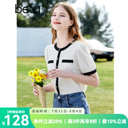 百圖betu女裝夏季新款襯衫法式小香風圓領(lǐng)優(yōu)雅通勤襯衫女2303T54 米白 S