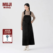 無(wú)印良品（MUJI）女式 木棉混 燈芯絨 背帶裙寬松直筒中長(cháng)款連衣裙 美拉德BE12CC3A 黑色 XL