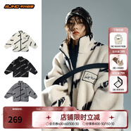 BJHG不計后果冬美式加厚仿羊羔絨棉服男潮寬松保暖毛絨情侶棉衣外套女 白色 M