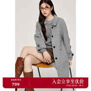 詩(shī)凡黎（'SEIFINI）【羊駝毛綿羊毛大衣】詩(shī)凡黎學(xué)院風(fēng)毛呢外套24冬新款小個(gè)子雙面呢 灰色 S