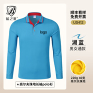 藍(lán)之旺 長(zhǎng)袖t恤定制工作服印字logo男女polo文化衫訂制4S店工裝定做衣服 D款【高爾夫珠地棉氨】湖藍(lán) L