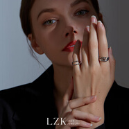 LZK小眾設計純銀戒指女極簡(jiǎn)肌理冷淡風(fēng)百搭開(kāi)口可調節男女戒 雙層尾戒【均碼可調節5-8號】 通