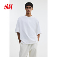 H&M男裝T恤2025年夏季新款大廓形T恤1294399 白色 L 175/108