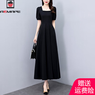 AEMAPE復(fù)古赫本風(fēng)氣質(zhì)顯瘦連衣裙女裝收腰遮肚子長(zhǎng)裙子2025夏季新款女裙 MX-9-3204_黑色 XL