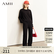 AMII年秋新款字母印花衛衣休閑褲半身裙酷鹽系少女穿搭套裝女 黑色(衛衣) 170/92A/XL