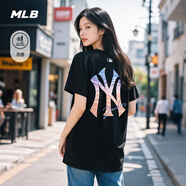 MLB官方【七夕禮物】 男女情侶涼感大logo潮流T恤25夏季新款TSX03 紐約洋基隊/黑色 XL