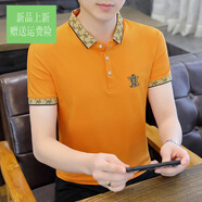 七匹狼方艦店旗夏季新款感男士短袖翻領(lǐng)T恤POLO衫刺繡半袖冰絲 K17313黃色 M _(約85~105斤可穿)