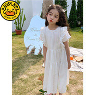 G.DUCKKIDS女童白色連衣裙2025春夏新款中大童親子裝氣質小仙女中長款蛋糕裙 2328白色短.袖連衣裙 120 cm