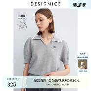 迪賽尼斯（DESIGNICE）2024年夏季新款醋酸通勤風(fēng)氣質(zhì)POLO領(lǐng)薄款短袖毛針織衫女 灰色 M