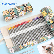 馬可（MARCO）72孔筆簾 萌貓筆簾 筆袋 卷式布藝帆布筆簾素描彩色鉛筆筆袋 750004A 速寫 馬克筆繪畫