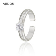 AJIDOU阿吉豆戒指女款時(shí)尚合金鋯石開(kāi)口戒 銀色 1.8cm