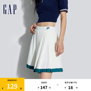 Gap女裝春季運(yùn)動針織不對稱迷你百褶短裙活力半裙876133 白色 165/66A(M)亞洲尺碼