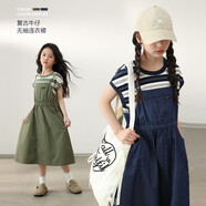 LUSON陳大豬童裝女童夏季連衣裙2025新款洋氣拼接工裝風(fēng)兒童裙子