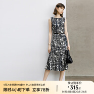 顏域設(shè)計(jì)感時(shí)尚連衣裙女2024新款秋季裙子氣質(zhì)連身裙中長(zhǎng)款背心裙 黑白花 2XL