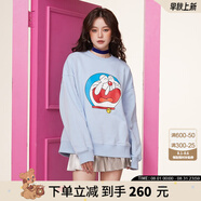 拉拉波波哆啦A夢新款設(shè)計感減齡薄衛(wèi)衣女圓領(lǐng)寬松顯瘦高級上衣ABCD-WSTS18 藍(lán)色 L