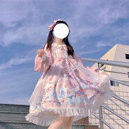 閃動(dòng)少女（SHANDONGSHAONV）洛麗塔正品洋裝原創(chuàng)夢(mèng)境游樂(lè)園OP  Lolita日常連衣裙日系裙子 粉色OP+粉色發(fā)帶 S