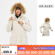 迪卡儂（DECATHLON）男女防風(fēng)防水外套加厚保暖棉衣棉服棉襖男中長款派克大衣SH900 女款-淺白堊灰-SH900 XS