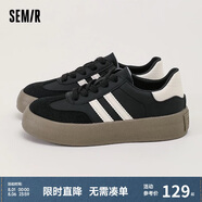 Semir女鞋德訓鞋女春夏透氣百搭休閑運動(dòng)鞋板鞋女SFYM233655 黑色 40