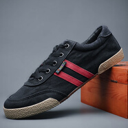 七匹狼（SEPTWOLVES）【央媽推薦】男鞋春秋透氣防臭帆布鞋男潮流系帶男士休閑鞋軟底開(kāi) 黑色 39