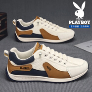 花花公子男鞋春夏季2026新款男士軟面休閑鞋阿甘德訓鞋子男駕車(chē)運動(dòng)板鞋靴 白藍-PLG2495260 42