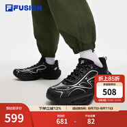 FILAFUSION斐樂(lè)潮牌【章昊同款】隕石2男鞋網(wǎng)面復(fù)古跑鞋機(jī)能運(yùn)動(dòng)鞋男 黑/太空銀-BS 41