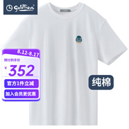 金利來（Goldlion）男裝純棉印花寬松圓領(lǐng)短袖t恤男士款夏季透氣時尚休閑體恤衫Z 白色-00 M