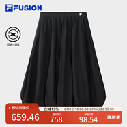 FILA FUSION斐樂潮牌女士短裙2025夏季新款休閑寬松半身裙花苞裙 正黑色-BK L 170/70A/L