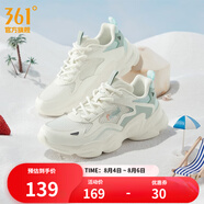 361度女鞋老爹鞋女夏季網(wǎng)面透氣厚底增高休閑百搭輕便戶外運(yùn)動(dòng)跑步鞋 羽毛白/淺煙綠 37