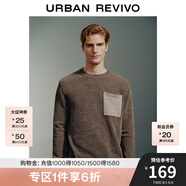 UR2025春季新款男裝時(shí)尚輕熟風(fēng)拼色口袋寬松針織衫UMM940004 深棕色 XS
