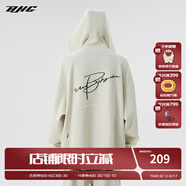 BJHG不計后果春秋簡(jiǎn)約刺繡加絨開(kāi)衫連帽衛衣男潮牌歐美風(fēng)寬松情侶外套 白色 L
