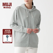 無印良品 MUJI 男女通用 緊密編織毛圈 拉鏈連帽衫 休閑外套 無性別 衛(wèi)衣 灰色 S -M(165/88A)