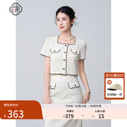 固執(zhí)（OBSTINATE）2025夏季法式高級小香風(fēng)短袖繡花蕾絲開衫方領(lǐng)短款名媛上衣女8978 杏色 L