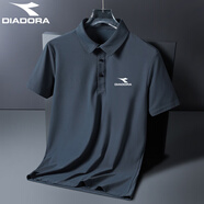 Diadora冰絲Polo衫男短袖夏季薄款休閑翻領(lǐng)體恤速干T恤運(yùn)動(dòng)上衣t新款 深灰色 M